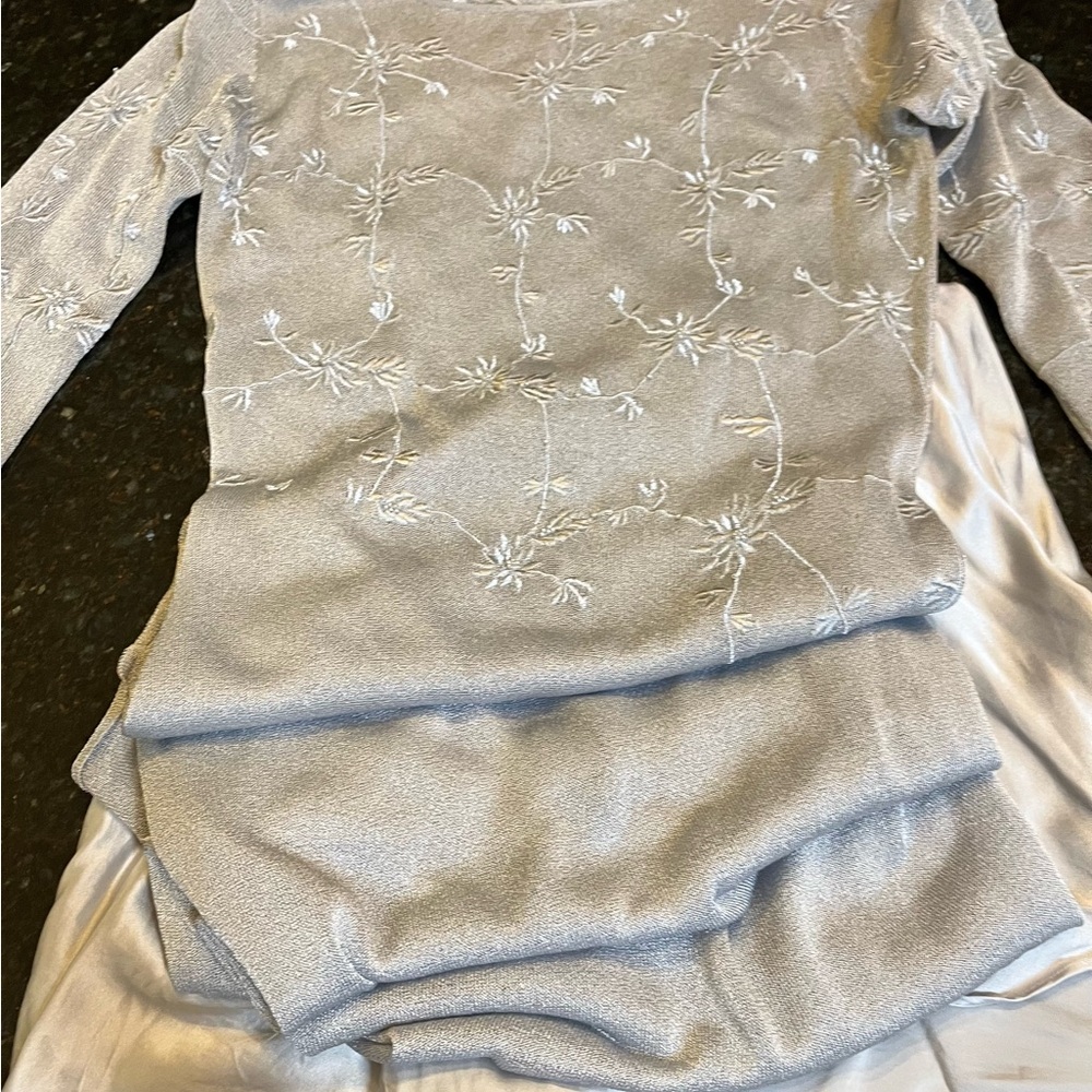 Tahari Light Gray Shimmery Knit Dress - Picture 7 of 16